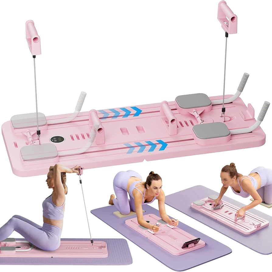 Foldable Pilates Abdominal Board – Home Core Trainer with Resistance Bands